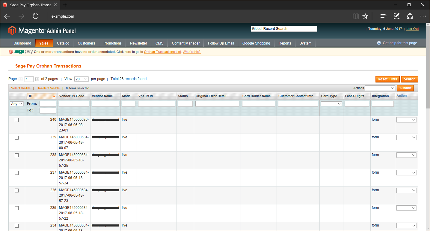 What are Sage Pay Orphan Transactions